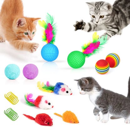 34Pcs Cat Toys Kitten Toys,Interactive Cat Toys Set with Collapsible Cat Tunnels Tent for Indoor Cats,Retractable Cat Wand Toys Catnip Toys Cat Feather Teaser Fluffy Mouse Crinkle Balls for Cat,Kitty